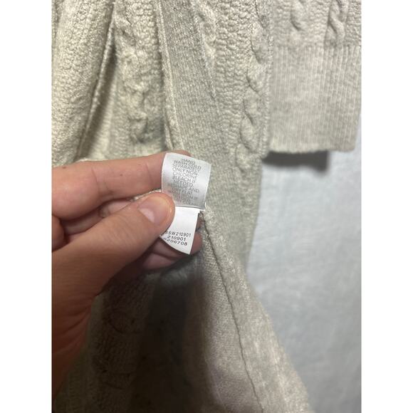 J Jill Cardigan Sweater Small Long Open Cable Knit Beige Oatmeal Duster - Picture 9 of 12